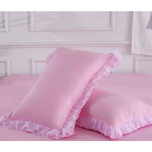 Pink White Handmade Ruffle Girls Pillow case Solid Color Lace Pillowcase 48x74 cm Rectangle Pillow Cover Bedding Home Textile