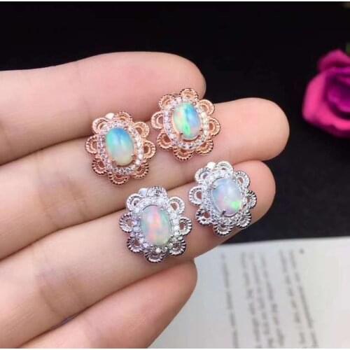 Natural And Real OPal Earrings S925 Sterling Silver Fine Elegant Jewelry for Women Earring
