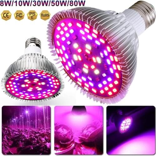Led Grow Light Bulb 8-80W Led Plant Light Full Spectrum Grow Lights for Indoor Plants Greenhouse Hydroponic Growing Garden