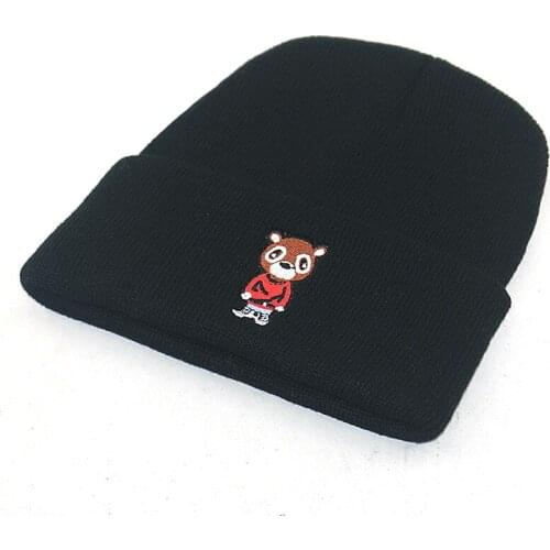Warm winter hat unisex bear embroidery fashion knitted hats hip hop beanie cap men women ski caps new
