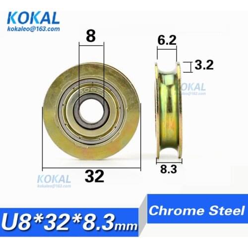 [U0832-8J]Free shipping 10PCS chrome steel U concave steel ball bearing Groove wheel U flute bearing 8*32*8.3mm