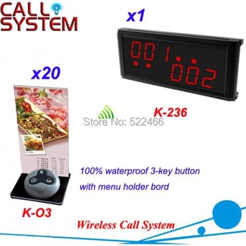 Remote Call Button System for customer call waiters with 20 press button and 1 display new arrival, DHL shipping free