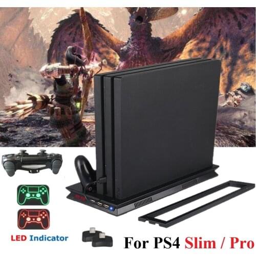 2 In 1 PS4 Slim/Pro Vertical Cooling Charging Stand P S4 Play Station 4 Joystick Charger Dock for Sony Playstation 4 Slim /Pro