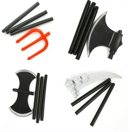Funny Halloween Props Kids Tricky Toys Plastic Devil Weapons Cattle Fork Party Accessory Plastic Sickle and Plastic Axe Pirate