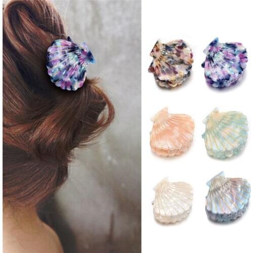 Women Girl Sea Shell Hair Clip Claw Acetate Resin Grips Hairpin Accessories