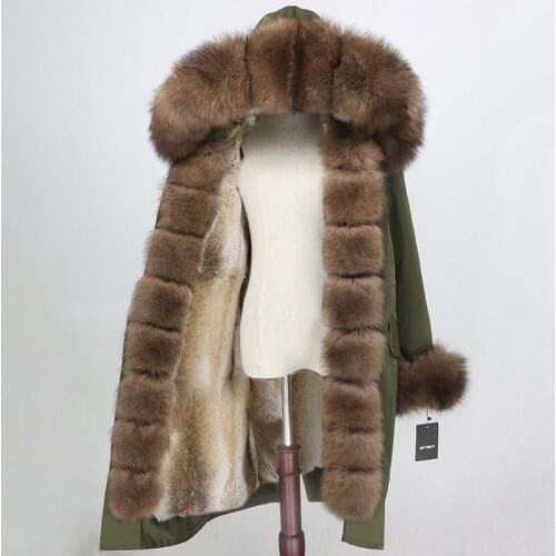 OFTBUY Waterproof Parka X-long Real Fur Coat Winter Jacket Women Natural Fox Fur Collar Hood Real Rabbit Fur Liner Streetwear