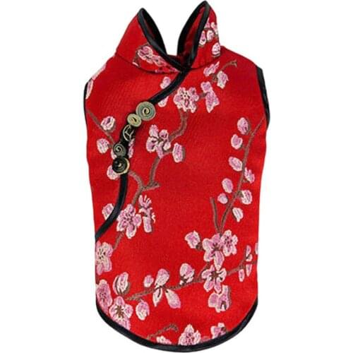 Plus Size Summer Dog Cheongsam Elegant Chinese Style Sleeveless Breathable Fabric Washable Dog Fashion Tang Suit Pet Clothes