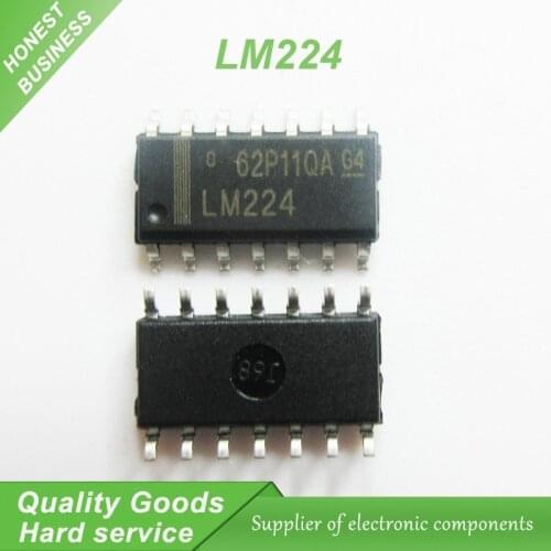 10pcs free shipping LM224 LM224DR LM224DT SOP-14 Operational Amplifiers - Op Amps 3-32V Quad Channel Lo PWR -25 to 85deg