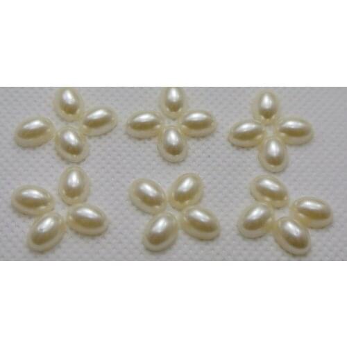 1000 Ivory Oval Half Pearl Bead 4X6mm Flat Back Gem Scrapbook Craft