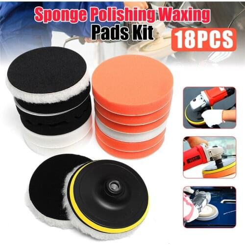 18Pcs/Set 6/7 inch Buffing Sponge Polishing Foam Pad For Car Removes Scratches Compound Polishing M14 Thread Wool Buffing Pad