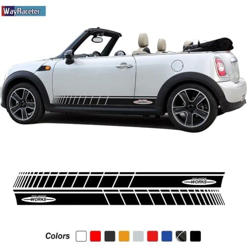 2 Pcs Racing Rally Door Side Stripes Skirt Sticker For MINI Cooper S R50 R52 R53 R56 R57 F55 F56 F57 R58 R59 JCW Accessories