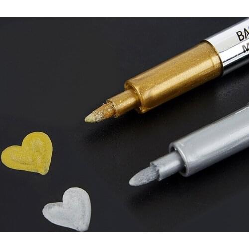 2pcs Metallic Color Pen Gold Silver DIY Paper Tag Photo Album Scrapbooking for Party Birthday Wedding Decoration Signing Pen