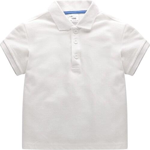 2021 Summer Boys Polo Shirts White Kids Casual Tees Lapel Tops Short Sleeve Fashion Children Shirt Cotton Clothes for 2 To 12 Y