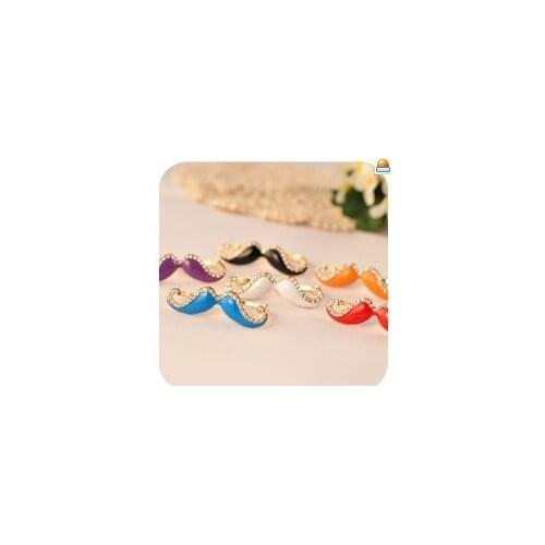2021 Korean Version Of The Retro Fashion Exquisite Crystal Sexy Hot Color Mustache Double Finger Ring Ms