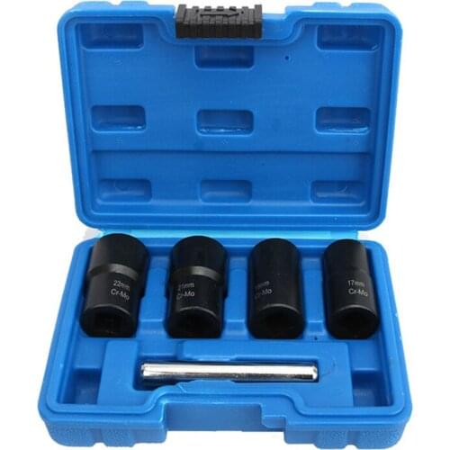 5Pcs Twist Socket Set 1/2 Drive Locking Wheel Damaged Rounded Nut Bolt Stud Extractor Removers Tool Set 17 19 21 22 mm
