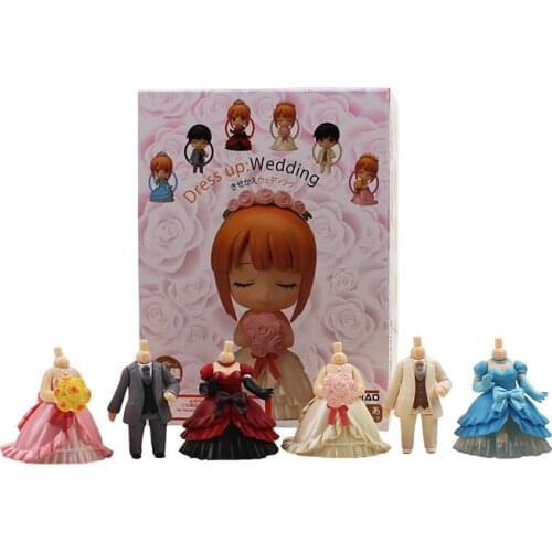 6pcs/lot 6cm More Dress Up Wedding Suit PVC Action Figure beautiful model toys doll for girls best gifts