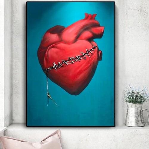Broken Injured Red Heart Abstract Poster And Prints Cartoon Wall Picture On Canvas Art Painting Home Decoration For Living Room