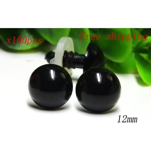 Free shipping!!!Wholesale 100pcs/lot full black eyes with Plastic washers toy accessories--12mm