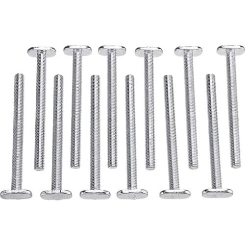 New 12Pcs Screw Bolt Fastener Tool M8X100mm Drop-in Stud T-Nut Sliding Bolt for 30 Series Miter Track Woodworking Tool