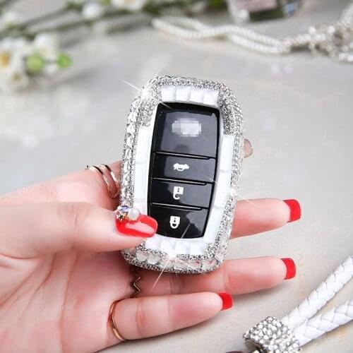 Luxury Diamond bling car key case cover/ key shell Holder for Toyota Land prado Corolla RAV4 CROWN REIZ Highlander Accessories