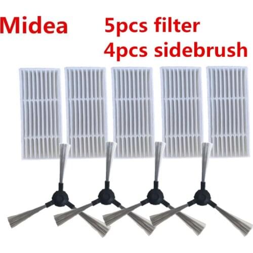 9pcs/lot Robot Vacuum Cleaner HEPA Filter Side Brushes for midea VCR03 Robot Vacuum Cleaner Brush Parts Accessories
