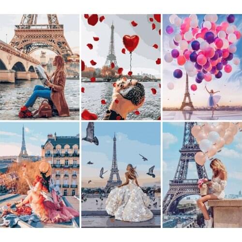 HUACAN Diamond Painting Eiffel Tower Mosaic Landscape Decorations For Home Embroidery Girl Scenery Wall Stickers