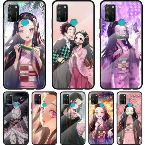Kimetsu No Yaiba Nezuko Tempered Glass Cover For Honor 30 20 10 9X 8X Pro Plus Lite Silicone Phone Case Coque