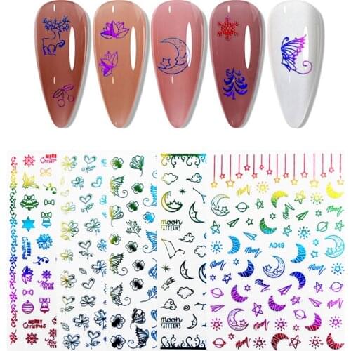 Colorful Adhesive Winter Christmas Slider Nail Decals Decoration Nail Art Sticker DIY Manicures 3D Accessory Transfer Foil
