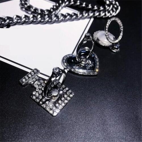 UVR Round Metal Diamond Crystal Finger Ring Smartphone Stand Holder Mobile Phone Holder Stand For iPhone Ring All Smart Phone