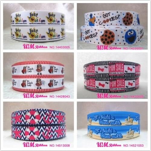 Q&N ribbon 7/8inch 22mm cookies webbing printed grosgrain ribbon 50yards/roll for headband hair tie free shipping