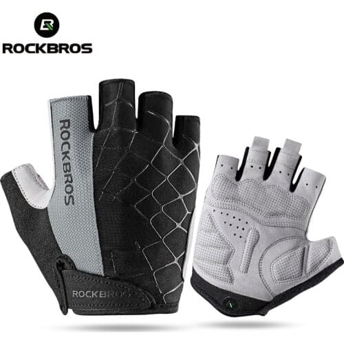 ROCKBROS Cycling Anti-slip Anti-sweat Men Women Half Finger Gloves Breathable Anti-shock Sports Gloves MTB Bike Bicycle Glove