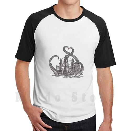 Kraken T Shirt Men Cotton Cotton S-6Xl Kraken Octopus Shipwreck Octopus Ship Tentacles Ship Tentacles
