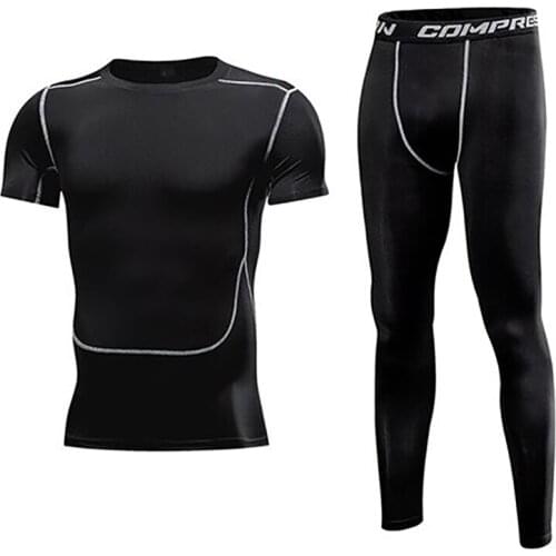 Men Gym Compressed Sportswear Male Tight Training set Suitable For Jogging Outdoor Sports Rashguard mens yoga suit for fitness