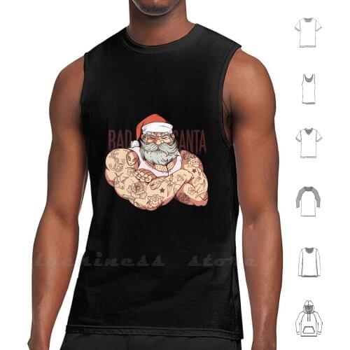 Muscular Santa Claus Tank Tops Vest Sleeveless Santa Claus Christmas Body Builder Muscle Wide
