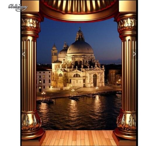 Beibehang Wall Painting For Living Room Castle Palace Night & Roman columns Restaurant Hotel Entrance Home Decor Painting 3d