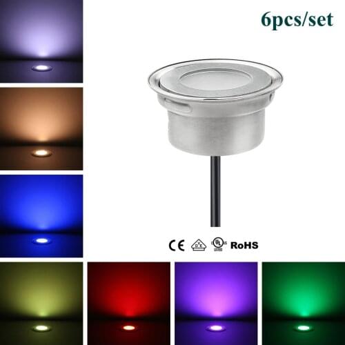 IP67 Stainless Steel 0.5W LED Ground Lamp DC12V Recessed Floor Lighting for Garden with Insert Box(WW CW R G B Y)