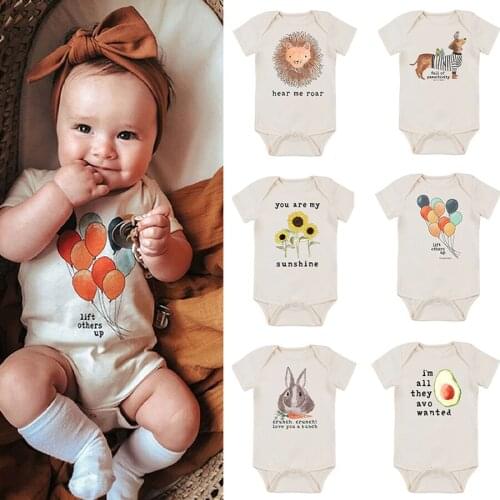 2021 New Summer Baby Romper Animal Print Bodysuit Short Sleeve Jumpsuit Newborn Bpy Girls One Piece Jumpsuit Baby Costume
