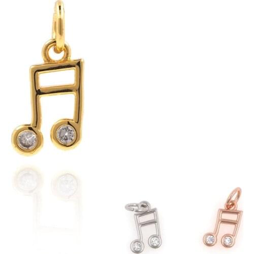 Micropavé CZ Music Symbol Necklace Music Note Pendant DIY Jewelry Making Accessories 10.5x5.1x1.4mm