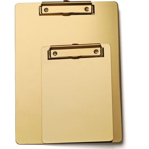 Menu Data File Storage Folder for Office Restaurant Hotel Home Gold Metal Writing Sheet Pad Clipboard