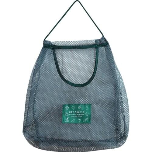 Hanging vegetable and fruit storage bag kitchen sundries wall-mounted polyester breathable storage mesh bag
