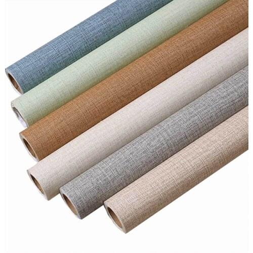 Linen PVC health wallpaper for Kitchen Cabinets Home Decor Self adhesive Wallpaper For Bedroom Decor Living Room Wall Paper