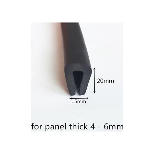 Rubber Sealing U Strip 20x15x20mm for 4 -6mm thick Glass Metal Car Wood Panel Board Edge Encloser Shield Black