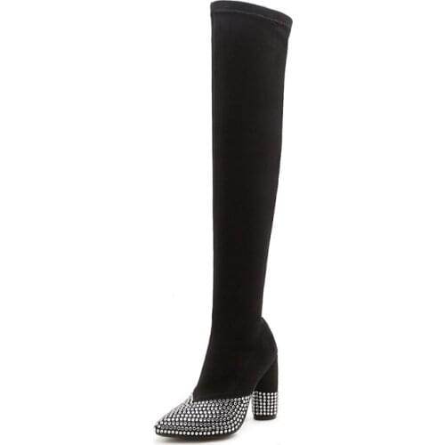Big Size rhinestone boot thigh high boots knee high boots over the knee boots women ladies boots shoes woman winter boots women