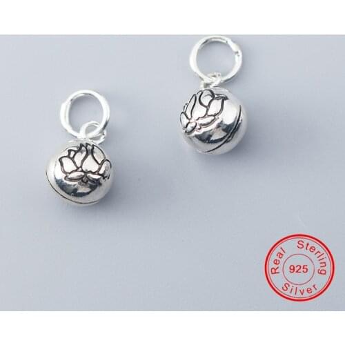 UQBing Pure 925 Sterling Silver Vintage Seed Lotus Bell Charms For Women Female DIY Jewelry Findings Wholesale Gifts