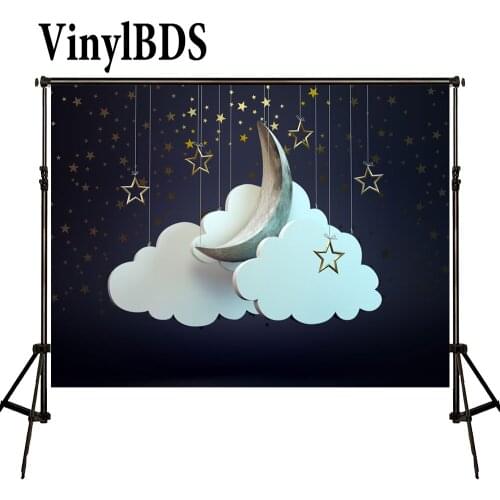 VinylBDS Children Photo Background Moon Ship Birthday Photography Backdrops Fairy Tale World Large Size Tapestry for Studio