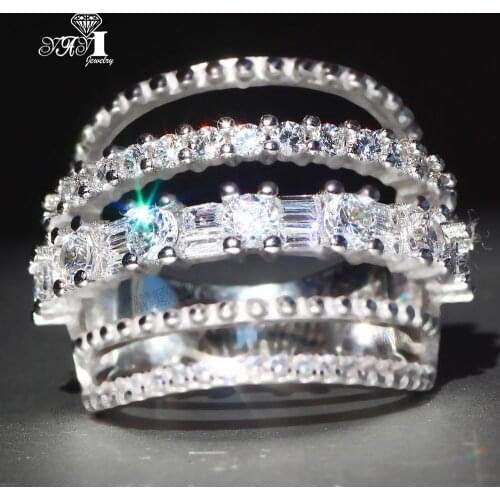 YaYI Jewelry Princess Cut 13 CT White Zircon Silver Color Engagement Rings wedding Heart Rings Girls Party Rings Gifts 841