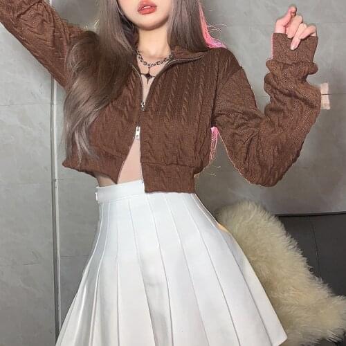 2021 New Pocket Asymmetry Straight Y2K Pants Matching Soft Casual Streetwear Women Fleece Winter Two Piece Set Zipper Crop Top