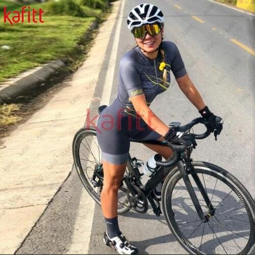 Kafitt new women sweatshirt suit macacão feminino cycling top summer jumpsuit womens cycling wear short-sleeved shorts ciclismo