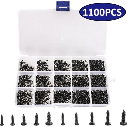 1100pcs Round Pan Head Tapping Screws Set M1.2 M1.4 M1.5 M1.7 M2 Mini Screw laptop computer screw Phillips Screw kit