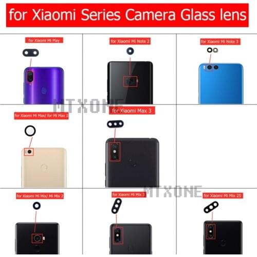 2pcs for Xiaomi Mi Play/ Mi Note 2 3/ Mi Max 2 3/ Mi Mix 2 3 2S Back Camera Glass Lens Rear Camera Glass Glue Repair Spare Part